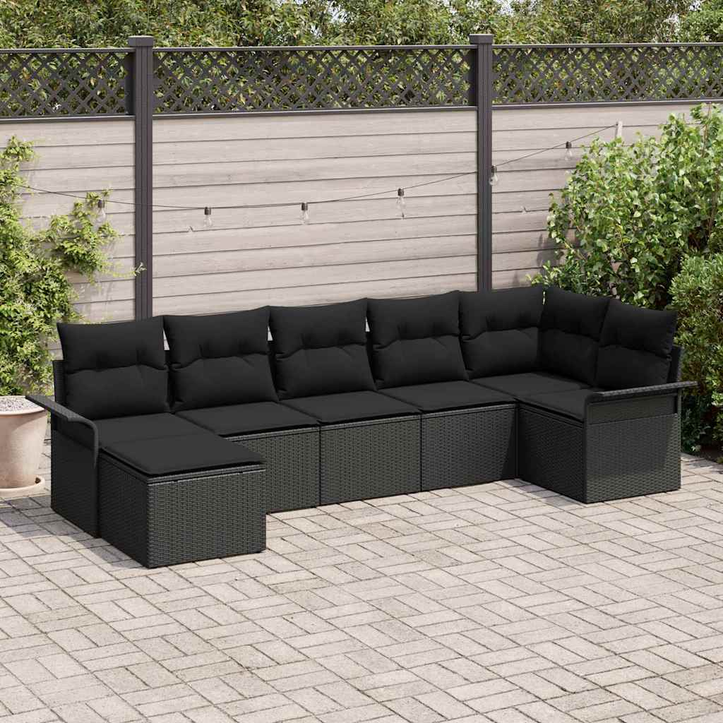8-Teiliges Garten Sofa Set Mit Kissen Beige Poly-Rattan