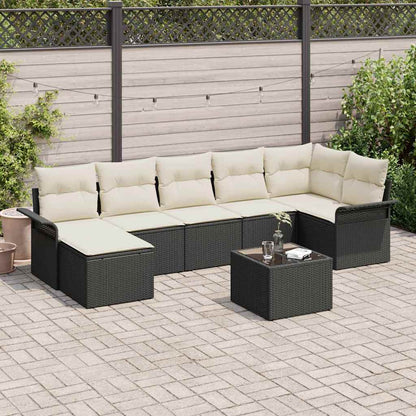 8-Teiliges Garten Sofa Set Mit Kissen Beige Poly-Rattan