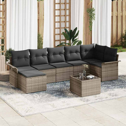 8-Teiliges Garten Sofa Set Mit Kissen Beige Poly-Rattan