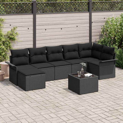 8-Teiliges Garten Sofa Set Mit Kissen Beige Poly-Rattan