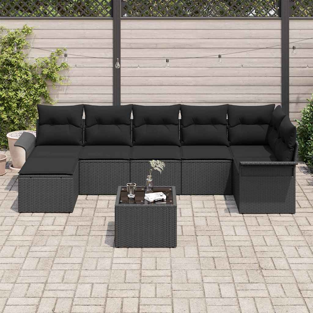 8-Teiliges Garten Sofa Set Mit Kissen Beige Poly-Rattan