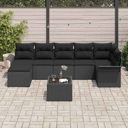 8-Teiliges Garten Sofa Set Mit Kissen Beige Poly-Rattan