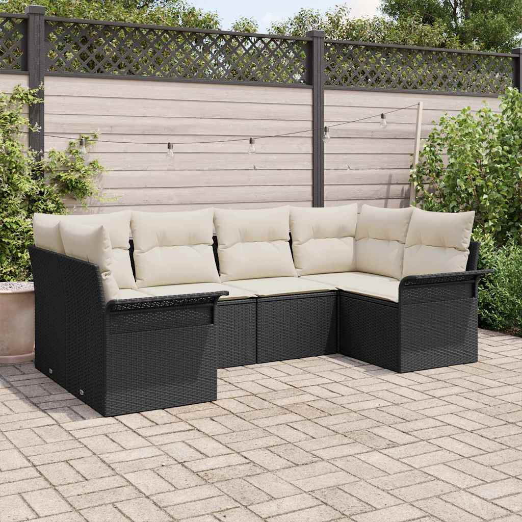 6-Teiliges Garten Sofa Set Mit Kissen Beige Poly Rattan