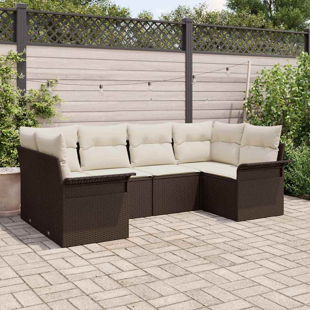 6-Teiliges Garten Sofa Set Mit Kissen Beige Poly Rattan