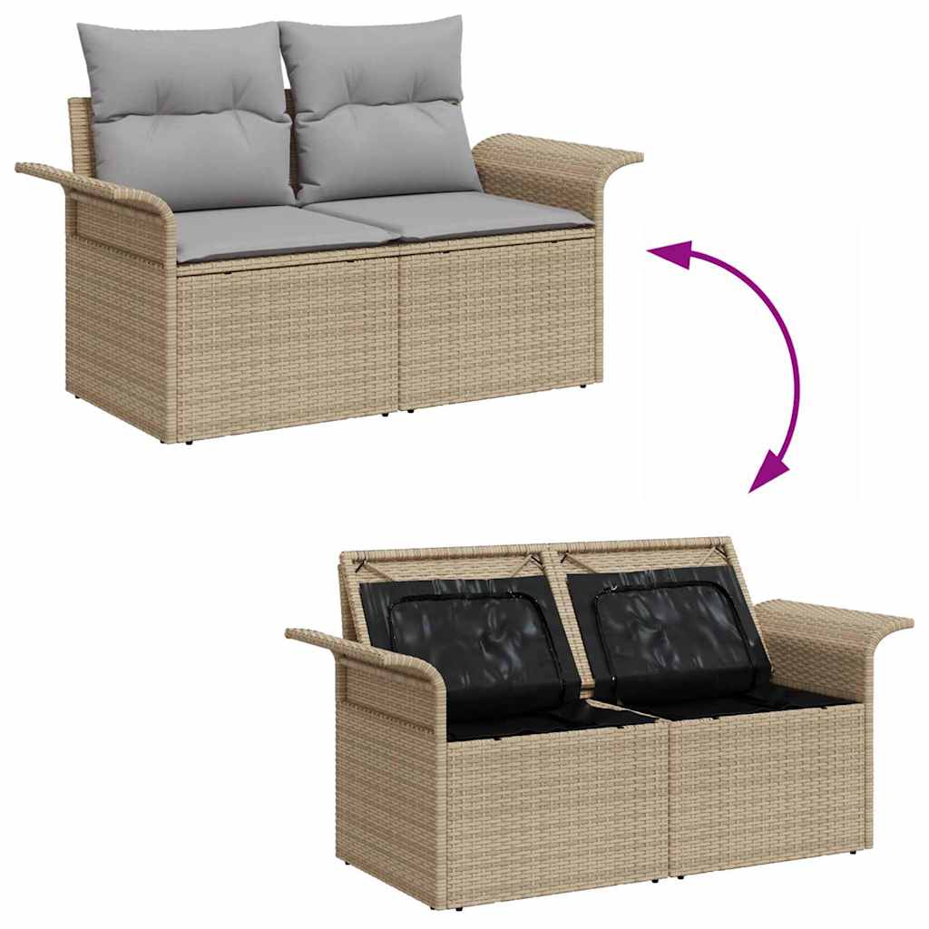 6-Teiliges Garten Sofa Set Mit Kissen Beige Poly Rattan