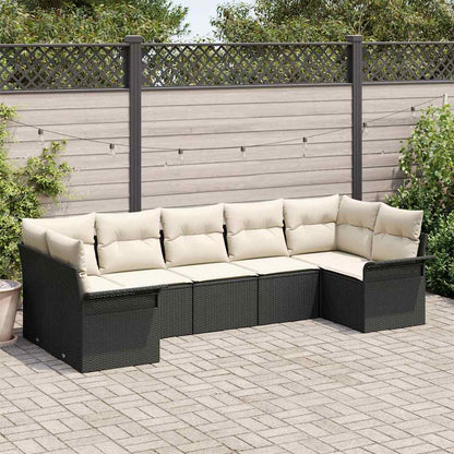 7-Teiliges Gartensofa-Set Mit Kissen In Aus Poly Rattan