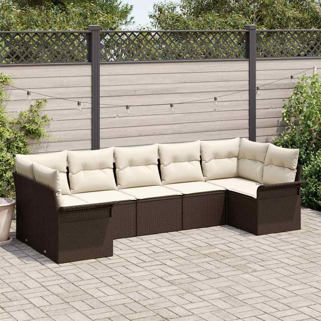7-Teiliges Gartensofa-Set Mit Kissen In Aus Poly Rattan