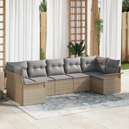 7-Teiliges Gartensofa-Set Mit Kissen In Aus Poly Rattan