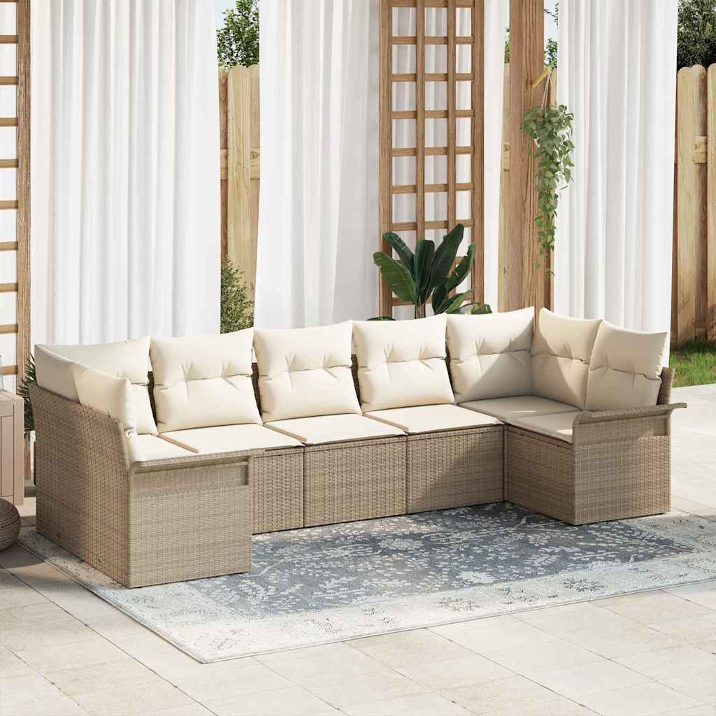 7-Teiliges Gartensofa-Set Mit Kissen In Aus Poly Rattan