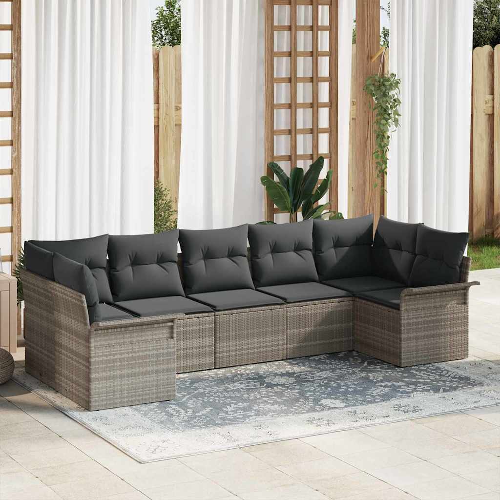 7-Teiliges Gartensofa-Set Mit Kissen In Aus Poly Rattan