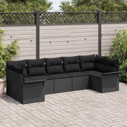 7-Teiliges Gartensofa-Set Mit Kissen In Aus Poly Rattan