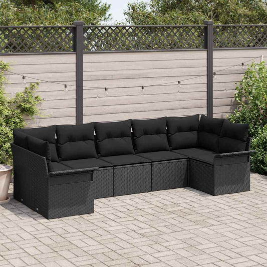 7-Teiliges Gartensofa-Set Mit Kissen In Aus Poly Rattan