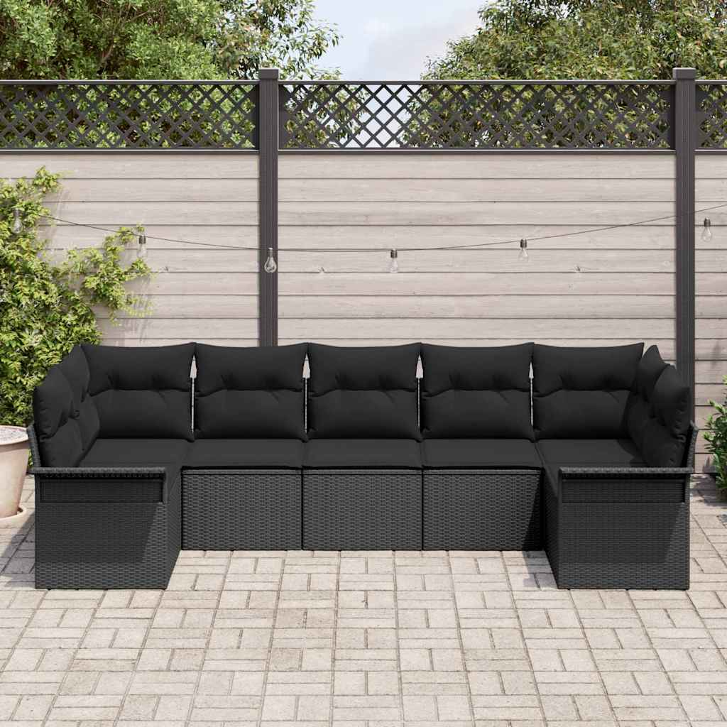 7-Teiliges Gartensofa-Set Mit Kissen In Aus Poly Rattan