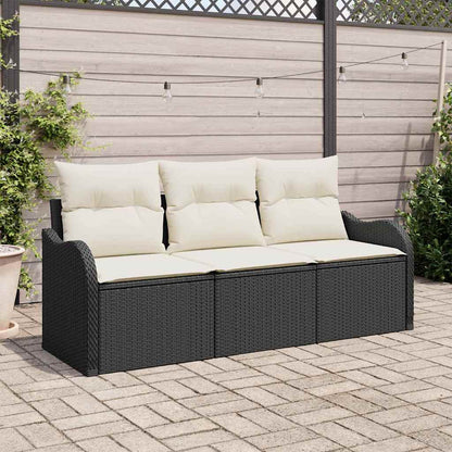 3-Teiliges Garten-Sofa-Set Mit Kissen Poly Rattan
