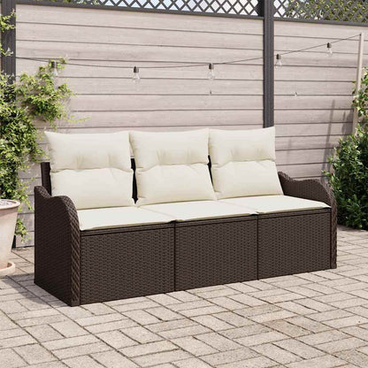 3-Teiliges Garten-Sofa-Set Mit Kissen Poly Rattan