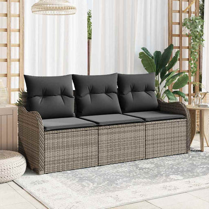3-Teiliges Garten-Sofa-Set Mit Kissen Poly Rattan