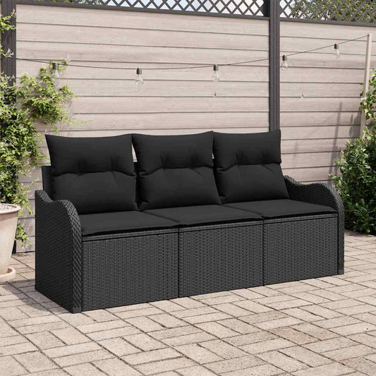 3-Teiliges Garten-Sofa-Set Mit Kissen Poly Rattan