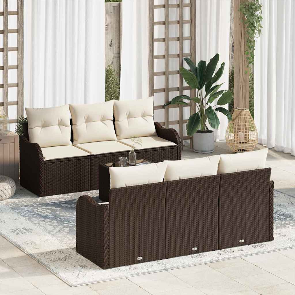 7-Teiliges Garten-Sofa-Set Mit Kissen In Aus Poly-Rattan