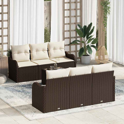 7-Teiliges Garten-Sofa-Set Mit Kissen In Aus Poly-Rattan