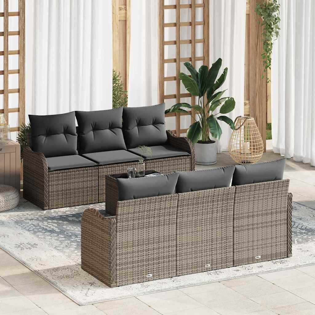 7-Teiliges Garten-Sofa-Set Mit Kissen In Aus Poly-Rattan