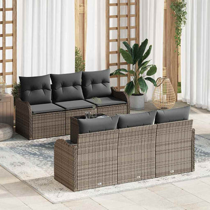 7-Teiliges Garten-Sofa-Set Mit Kissen In Aus Poly-Rattan