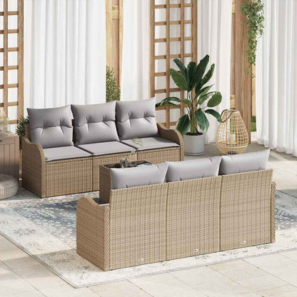 7-Teiliges Garten-Sofa-Set Mit Kissen In Aus Poly-Rattan