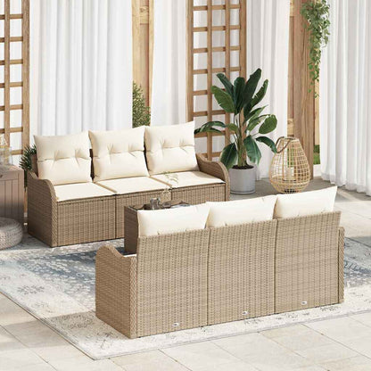 7-Teiliges Garten-Sofa-Set Mit Kissen In Aus Poly-Rattan