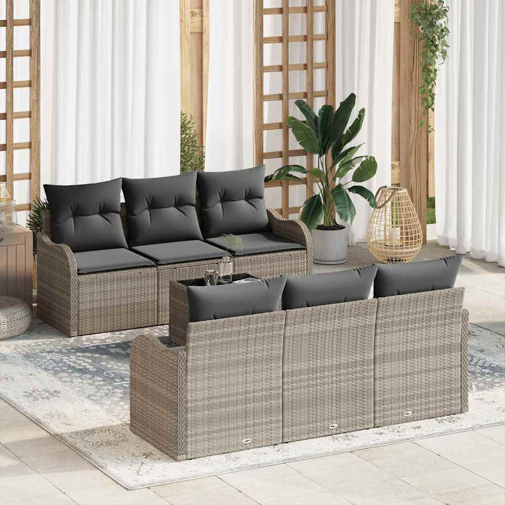 7-Teiliges Garten-Sofa-Set Mit Kissen In Aus Poly-Rattan