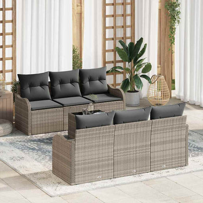7-Teiliges Garten-Sofa-Set Mit Kissen In Aus Poly-Rattan