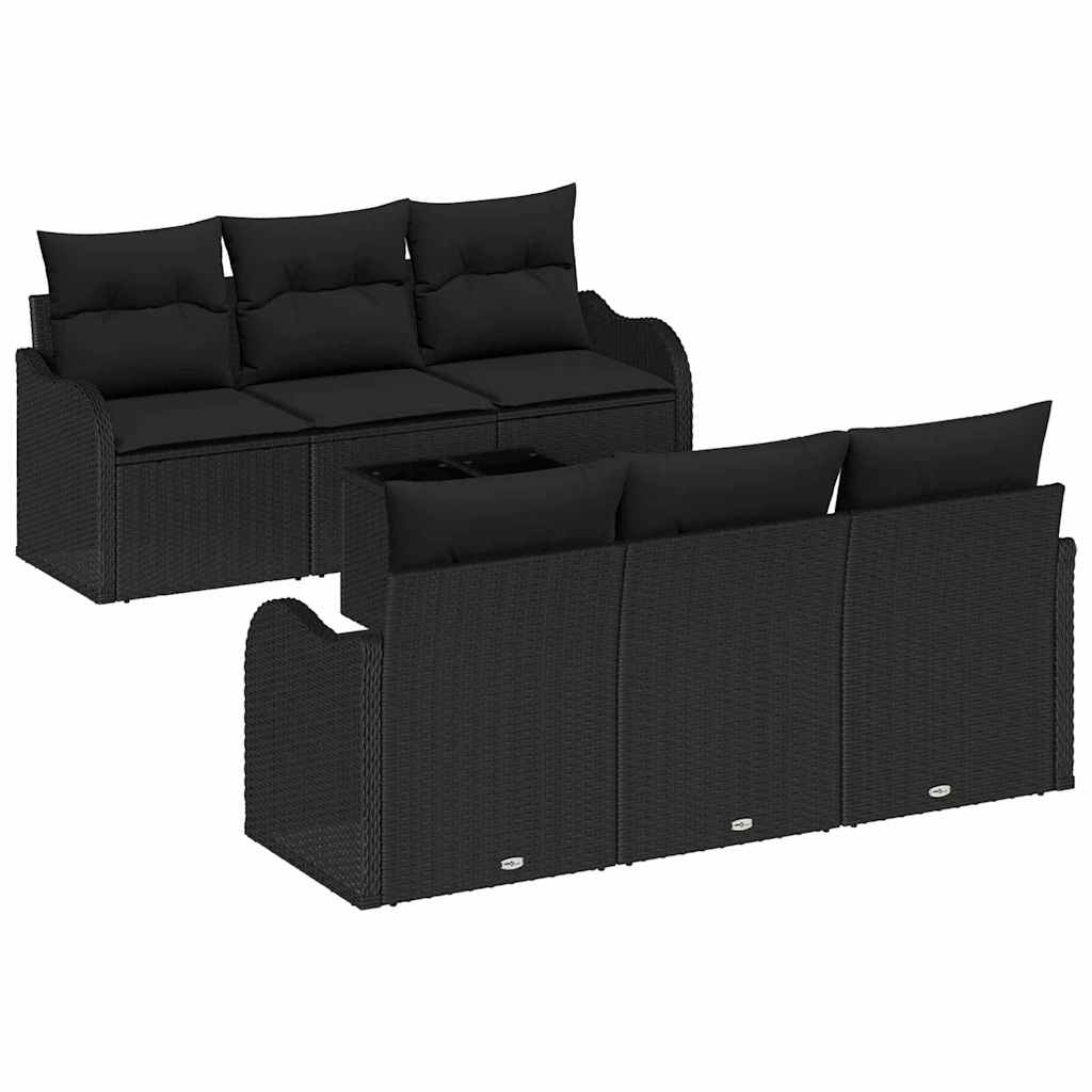 7-Teiliges Garten-Sofa-Set Mit Kissen In Aus Poly-Rattan
