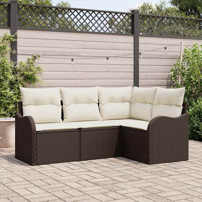 5-Teiliges Garten-Sofa-Set Mit Kissen In Schwarzem Poly-Rattan