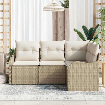 5-Teiliges Garten-Sofa-Set Mit Kissen In Schwarzem Poly-Rattan