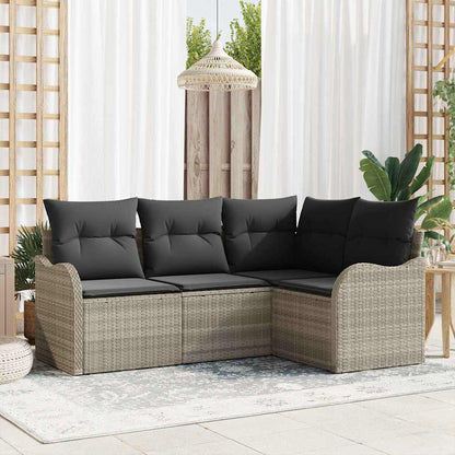 5-Teiliges Garten-Sofa-Set Mit Kissen In Schwarzem Poly-Rattan