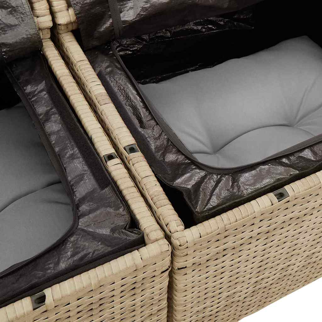 5-Teiliges Garten-Sofa-Set Mit Kissen In Schwarzem Poly-Rattan