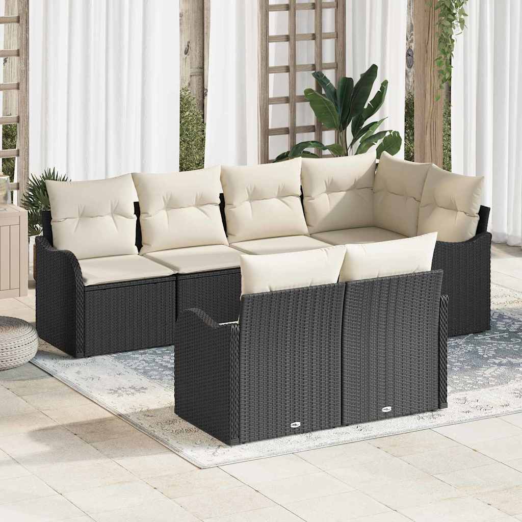 7-Teiliges Garten Sofa Set Mit Kissen Poly Rattan