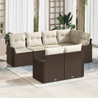 7-Teiliges Garten Sofa Set Mit Kissen Poly Rattan