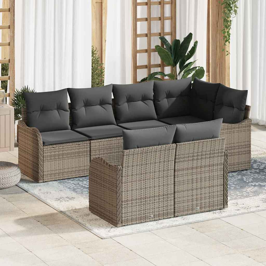 7-Teiliges Garten Sofa Set Mit Kissen Poly Rattan