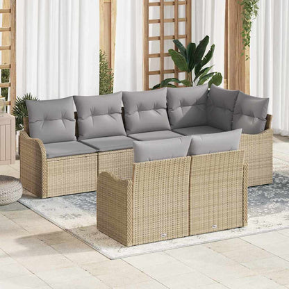 7-Teiliges Garten Sofa Set Mit Kissen Poly Rattan