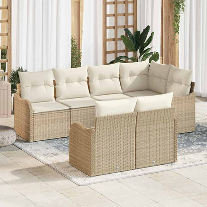 7-Teiliges Garten Sofa Set Mit Kissen Poly Rattan
