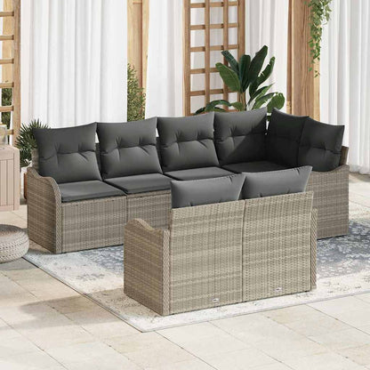 7-Teiliges Garten Sofa Set Mit Kissen Poly Rattan