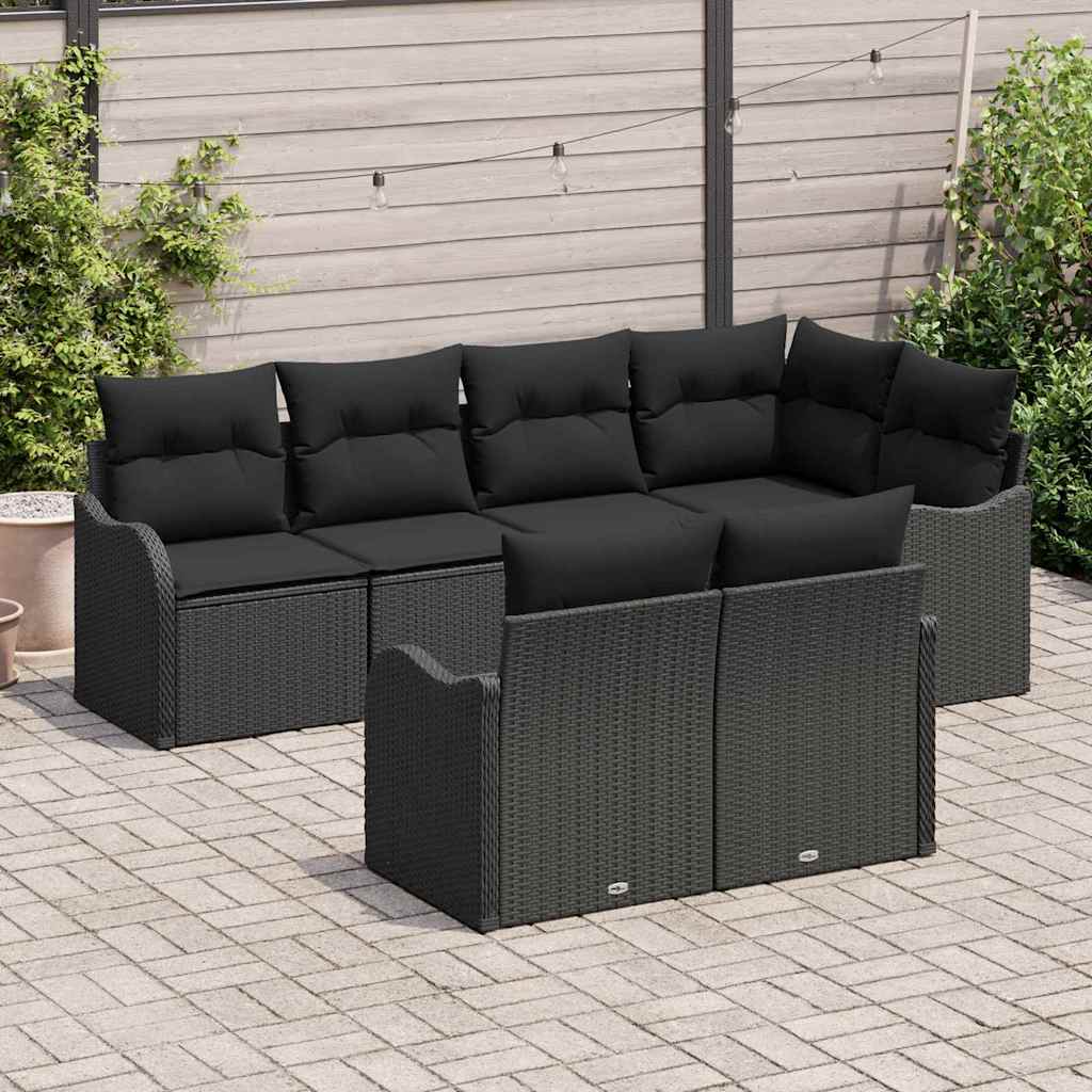 7-Teiliges Garten Sofa Set Mit Kissen Poly Rattan