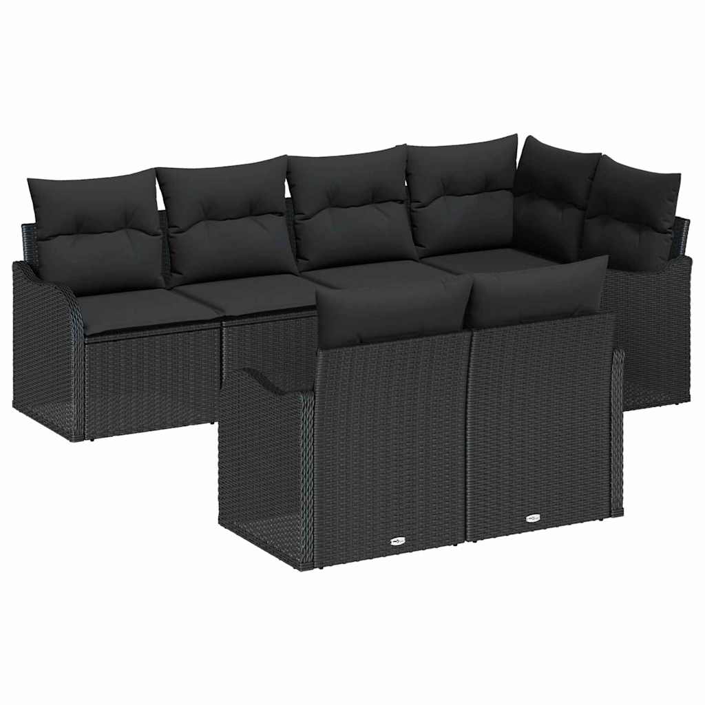 7-Teiliges Garten Sofa Set Mit Kissen Poly Rattan