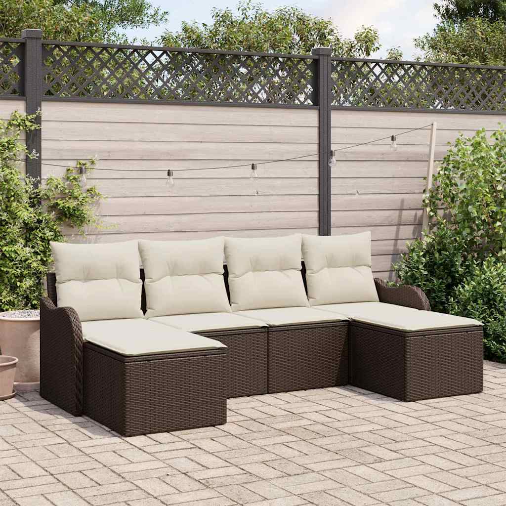 6-Teiliges Garten Sofa Set Mit Kissen Es Poly Rattan