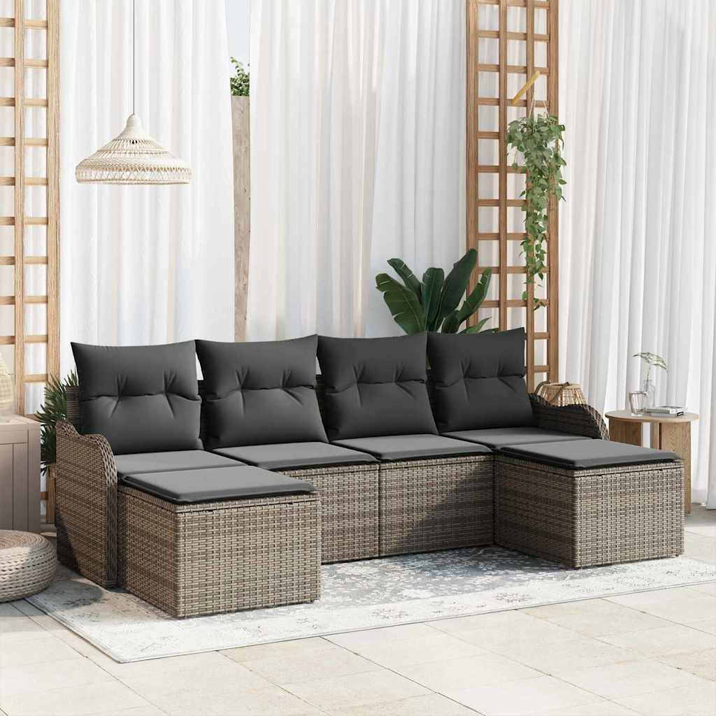 6-Teiliges Garten Sofa Set Mit Kissen Es Poly Rattan