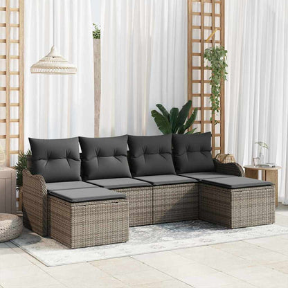 6-Teiliges Garten Sofa Set Mit Kissen Es Poly Rattan