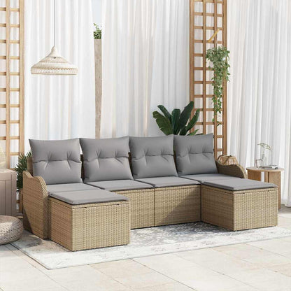 6-Teiliges Garten Sofa Set Mit Kissen Es Poly Rattan