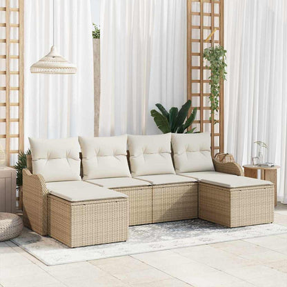 6-Teiliges Garten Sofa Set Mit Kissen Es Poly Rattan