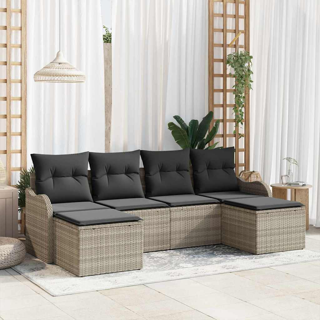 6-Teiliges Garten Sofa Set Mit Kissen Es Poly Rattan