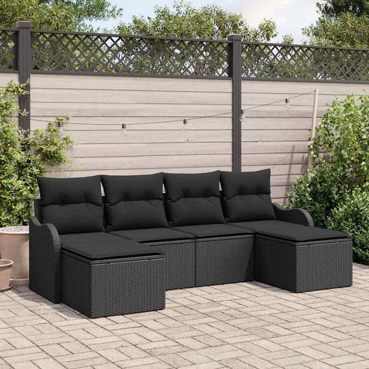 6-Teiliges Garten Sofa Set Mit Kissen Es Poly Rattan