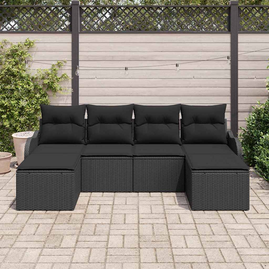 6-Teiliges Garten Sofa Set Mit Kissen Es Poly Rattan